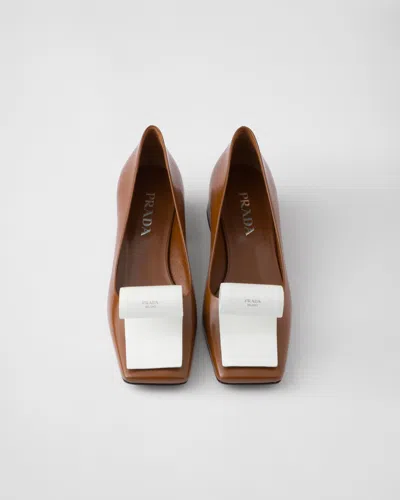 Prada Two-tone Leather Pumps In Brown
