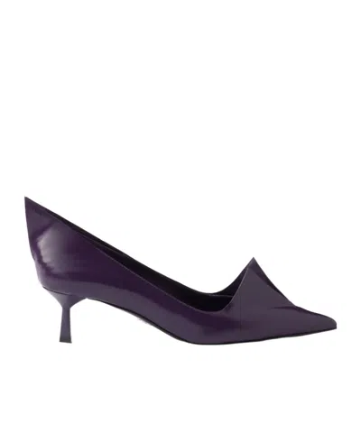 Prada Scarpe Con Tacco In Pelle Viola Donna In Gray