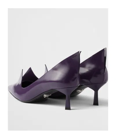 Prada Scarpe Con Tacco In Pelle Viola Donna In Gray