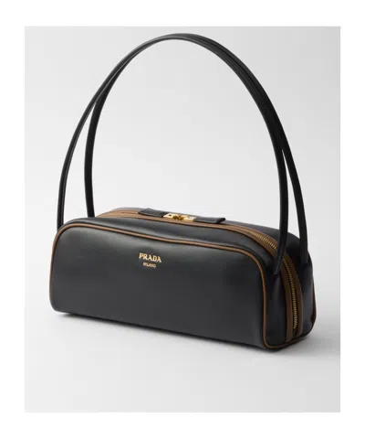 Prada Swing Smooth Leather Shoulder Bag In Black