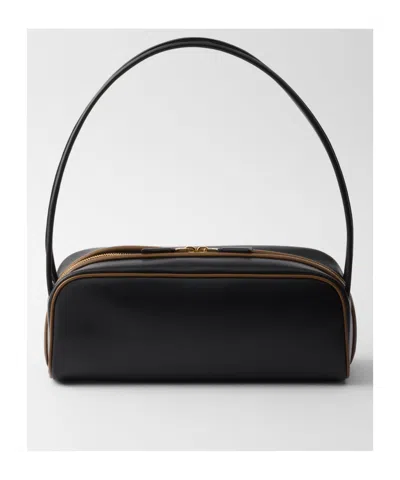 Prada Swing Smooth Leather Shoulder Bag In Black