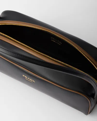 Prada Swing Smooth Leather Shoulder Bag In Black