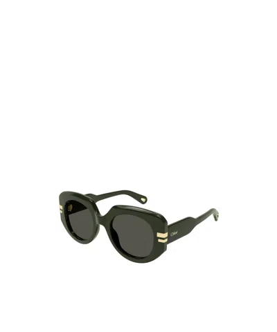 Chloé Eyewear Oversized Frame Sunglasses In Green