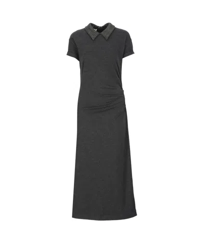 Brunello Cucinelli Short Sleeve Dress In Black