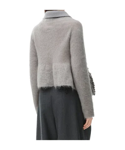 Loewe Grey Mohair Blend Polo Shirt In Gray