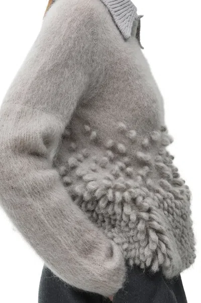 Loewe Grey Mohair Blend Polo Shirt In Gray