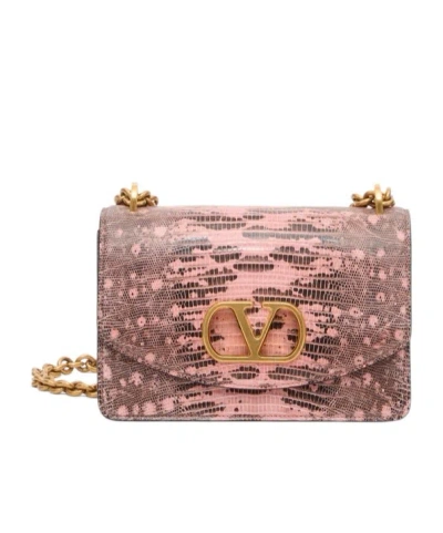 Valentino Snake-effect Leather Shoulder Bag In Pink