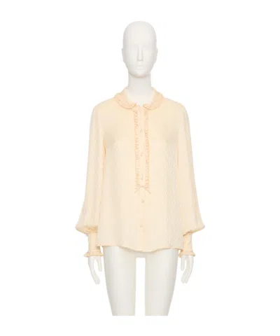 Valentino "toute La V" Silk Jacquard Shirt In Neutral