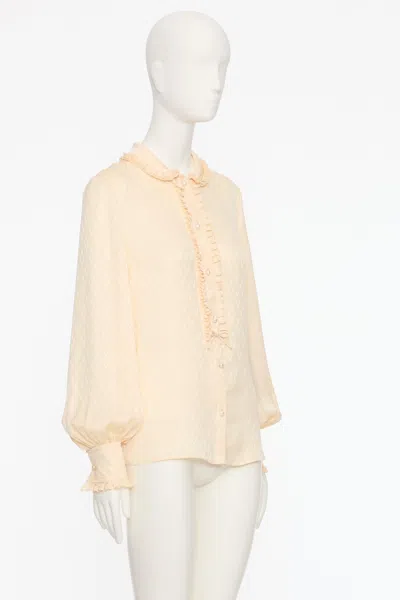Valentino "toute La V" Silk Jacquard Shirt In Neutral