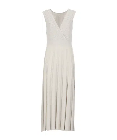 D Exterior D.exterior Beige Pleated Maxi Dress In Multi