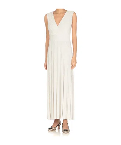D Exterior D.exterior Beige Pleated Maxi Dress In Multi