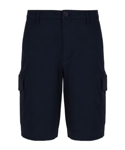 Armani Exchange Wide-leg Shorts In Navy Blue