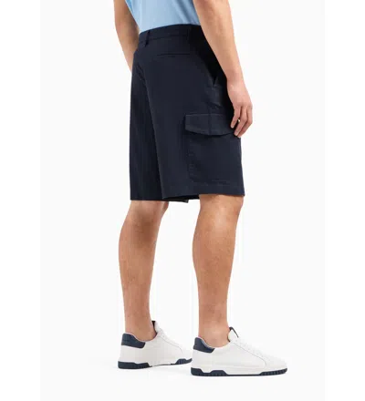 Armani Exchange Wide-leg Shorts In Navy Blue