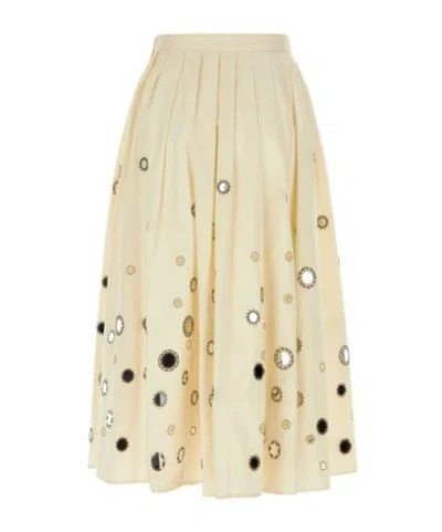 Prada Gonna In Cotone Crema Donna In Yellow