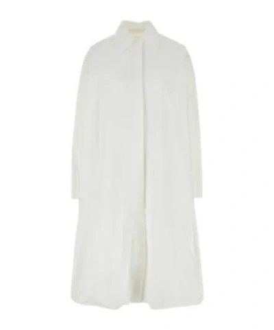 Jil Sander Abito Chemisier In Popeline Bianco Donna In White