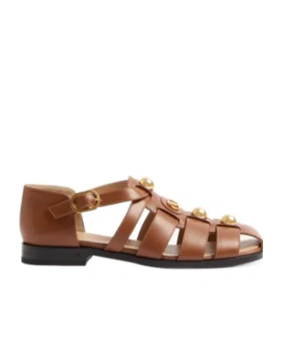 Valentino Garavani Vlogo Signature Calfskin Fisherman Sandal 20mm Woman Tobacco 42 In Brown
