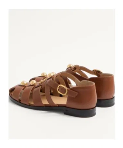 Valentino Garavani Vlogo Signature Calfskin Fisherman Sandal 20mm Woman Tobacco 42 In Brown