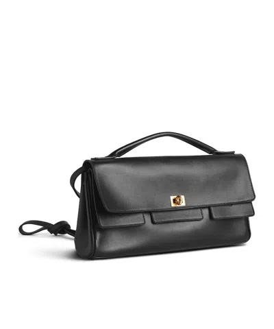 Balenciaga Bel Air Flap Leather Shoulder Bag In Black
