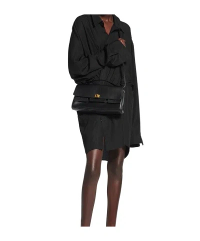 Balenciaga Bel Air Flap Leather Shoulder Bag In Black