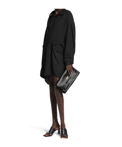 Balenciaga Bel Air Flap Leather Shoulder Bag In Black