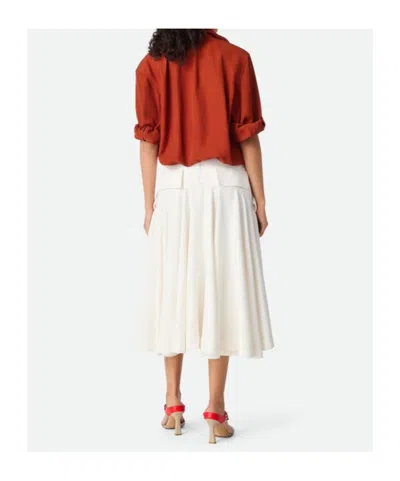Bottega Veneta Flared High Waist Skirt With Metal Button In Chalk White