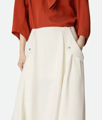 Bottega Veneta Flared High Waist Skirt With Metal Button In Chalk White