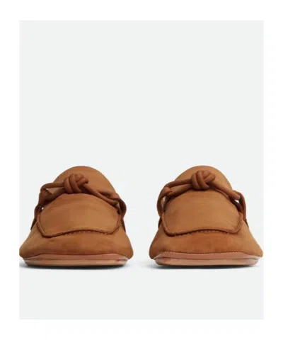 Bottega Veneta Camel Suede Daddy Loafers In Beige