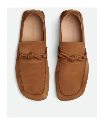 Bottega Veneta Camel Suede Daddy Loafers In Beige