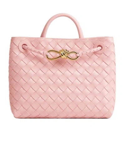 Bottega Veneta Small Andiamo Intrecciato Shoulder Bag In 6863 Rose-muse Brass-rose