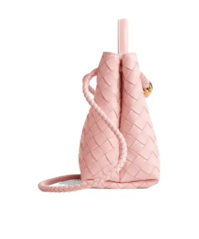 Bottega Veneta Small Andiamo Intrecciato Shoulder Bag In 6863 Rose-muse Brass-rose