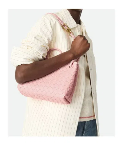 Bottega Veneta Small Andiamo Intrecciato Shoulder Bag In 6863 Rose-muse Brass-rose