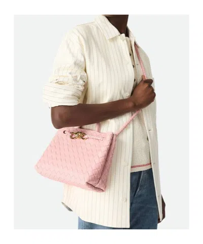 Bottega Veneta Small Andiamo Intrecciato Shoulder Bag In 6863 Rose-muse Brass-rose