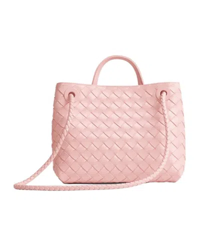 Bottega Veneta Small Andiamo Intrecciato Shoulder Bag In 6863 Rose-muse Brass-rose