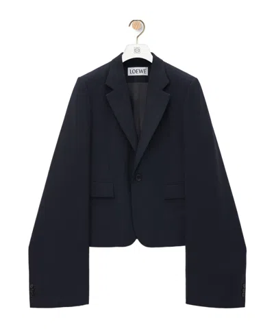 Loewe Long-sleeved Wool Suit Jacket In Navy Blue