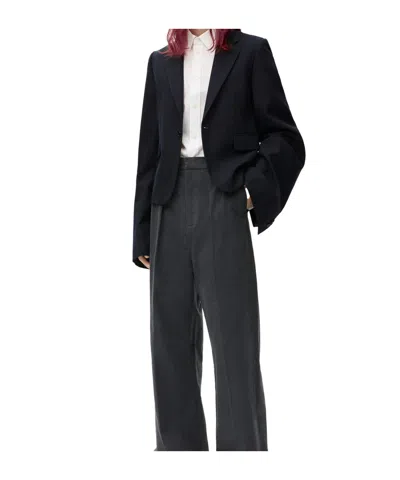 Loewe Long-sleeved Wool Suit Jacket In Navy Blue
