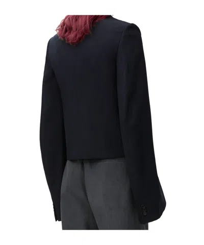 Loewe Long-sleeved Wool Suit Jacket In Navy Blue