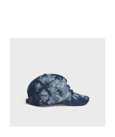 Celine Triomphe Baseball Cap In Tie Dye Cotton In Blue