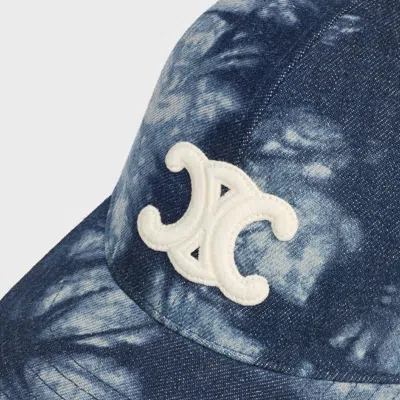 Celine Triomphe Baseball Cap In Tie Dye Cotton In Blue