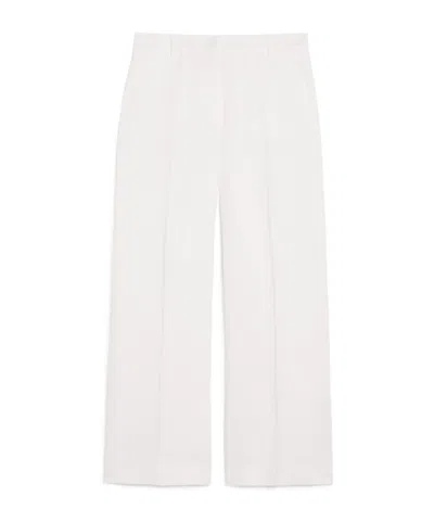 Weekend Max Mara Linen Canvas Trousers In White