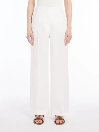 Weekend Max Mara Linen Canvas Trousers In White