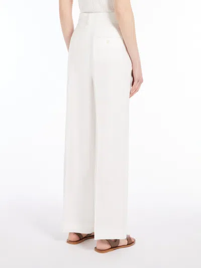 Weekend Max Mara Linen Canvas Trousers In White