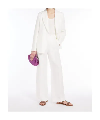 Weekend Max Mara Linen Canvas Trousers In White