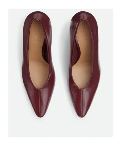 Bottega Veneta Leather Stiletto Sporty Pumps In Burgundy