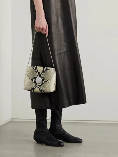 Khaite Lina Beige Multicolor Python Embossed Mini Crossbody In Nude