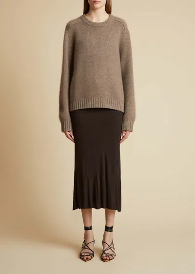 Khaite Mae Cashmere Pullover With Extended Sleeves In Barley Color