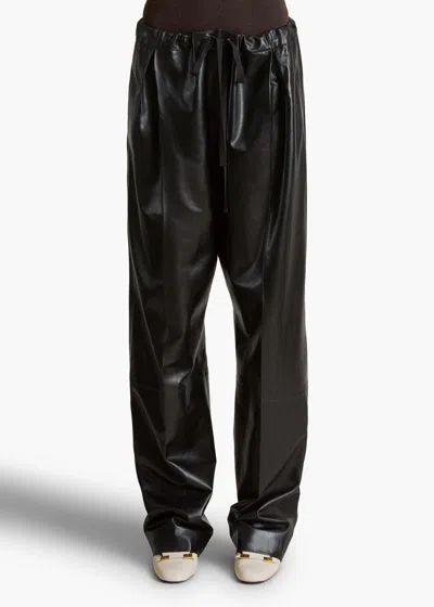 Khaite Ashford Pleated Leather Pants In Black