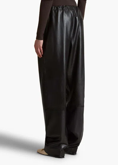 Khaite Ashford Pleated Leather Pants In Black
