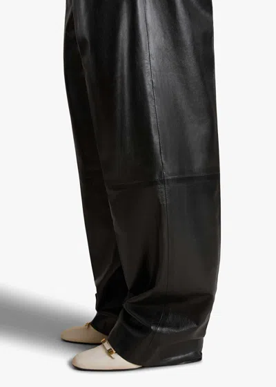 Khaite Ashford Pleated Leather Pants In Black