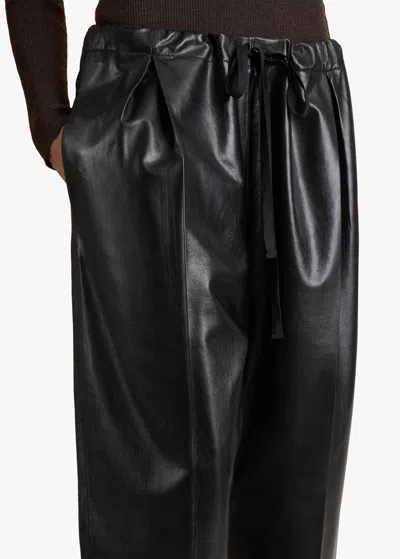 Khaite Ashford Pleated Leather Pants In Black