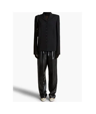 Khaite Ashford Pleated Leather Pants In Black